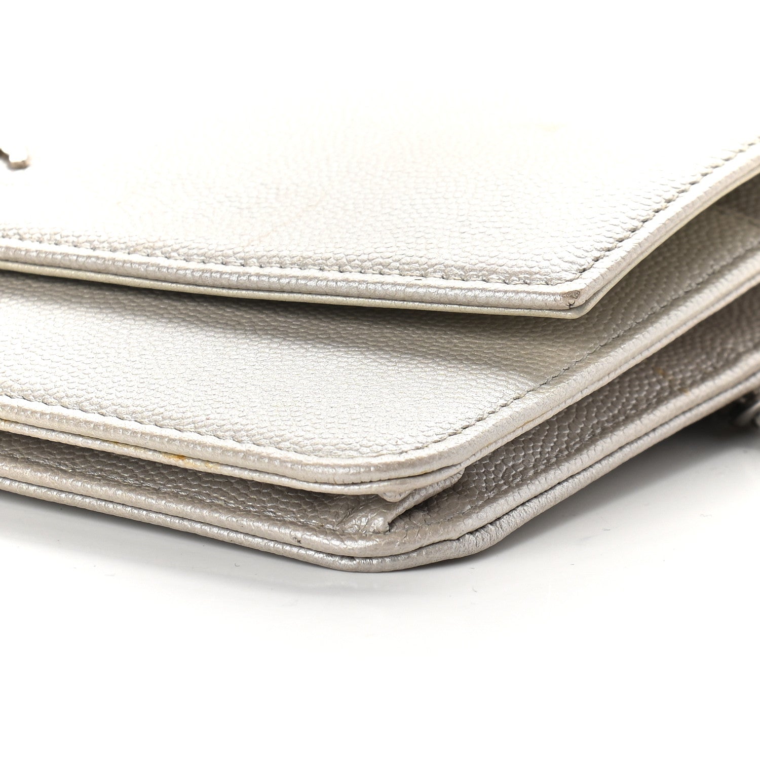 Chanel Caviar Sevruga Wallet on Chain WOC Silver 9 of 11