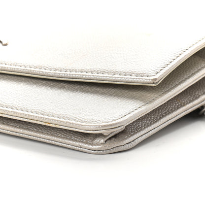 Chanel Caviar Sevruga Wallet on Chain WOC Silver 9 of 11