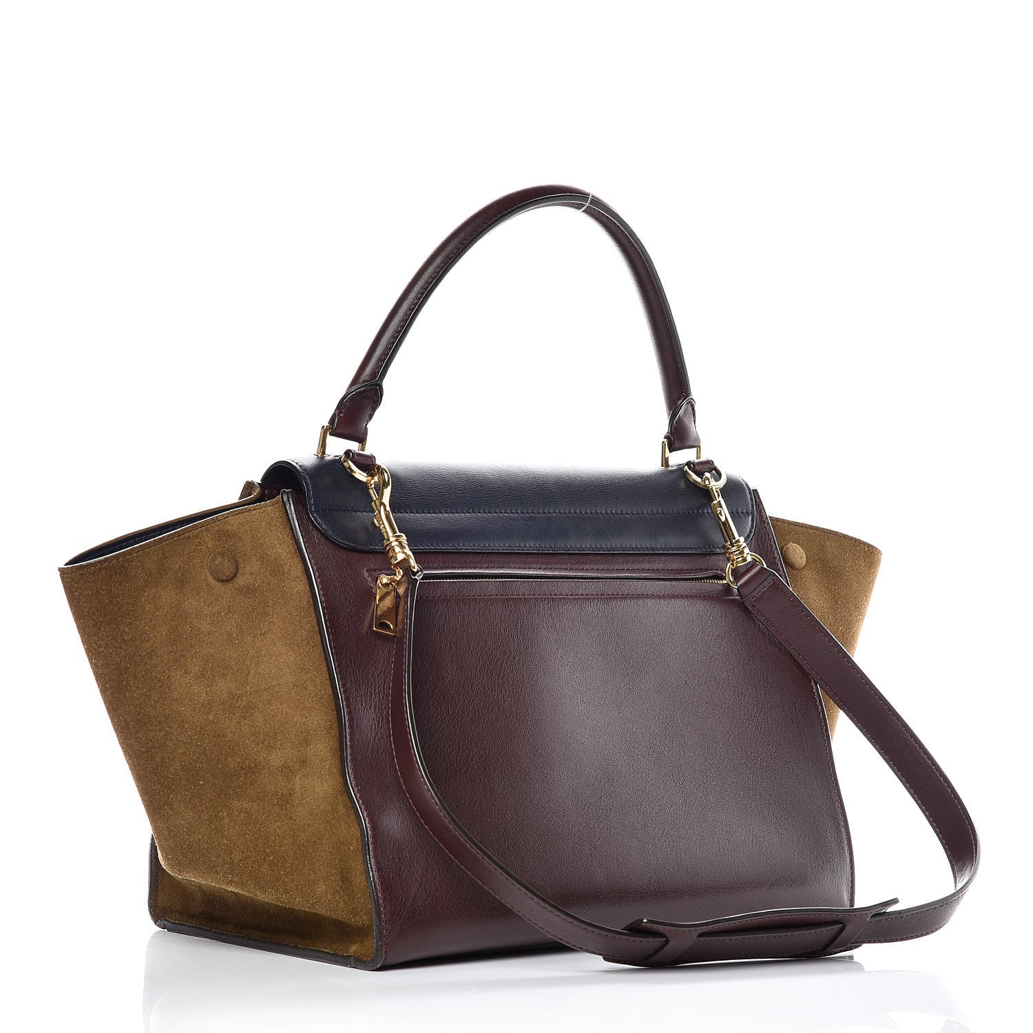 Celine Smooth Calfskin Suede Medium Tri-Color Trapeze Burgundy 4 of 16