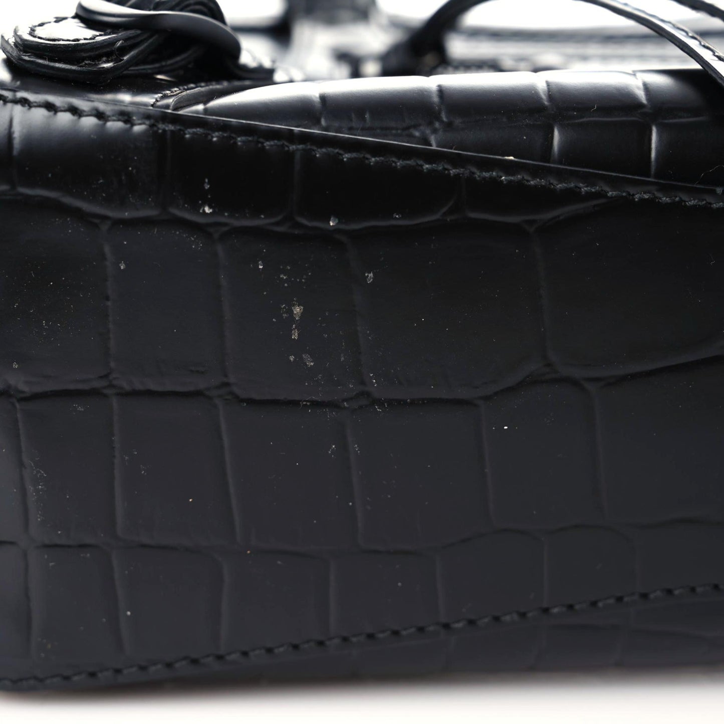 Semi Shiny Calfskin Crocodile Embossed Neo Classic Black Hardware Mini City Black