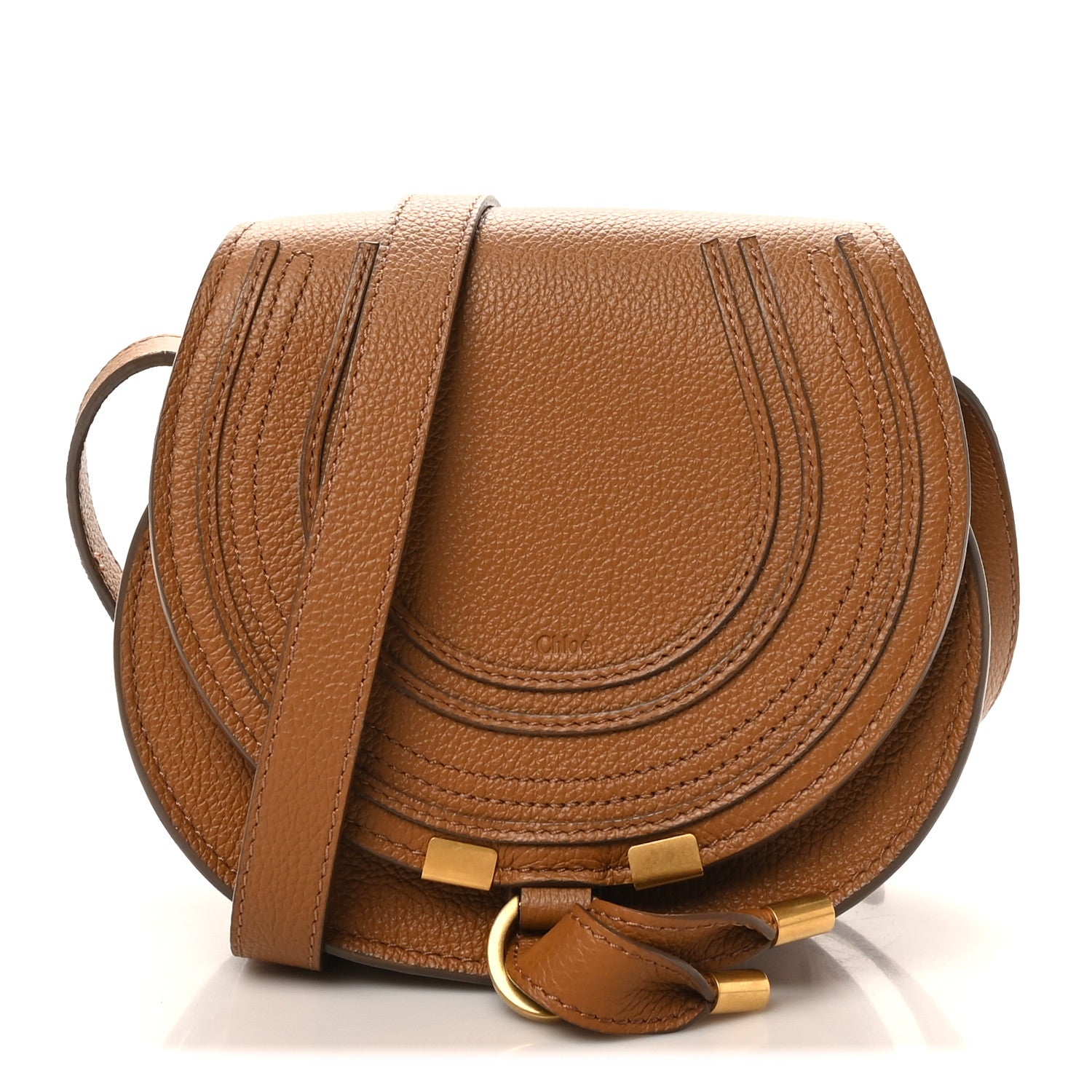 Chloe Grained Calfskin Small Marcie Saddle Bag Tan 1 of 10