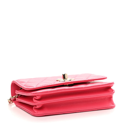 Chanel Lambskin Quilted Mini Trendy CC Wallet On Chain WOC Pink 4 of 9