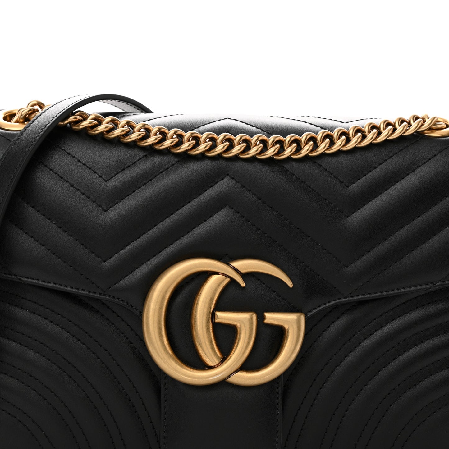 Calfskin Matelasse Medium GG Marmont Shoulder Bag Black