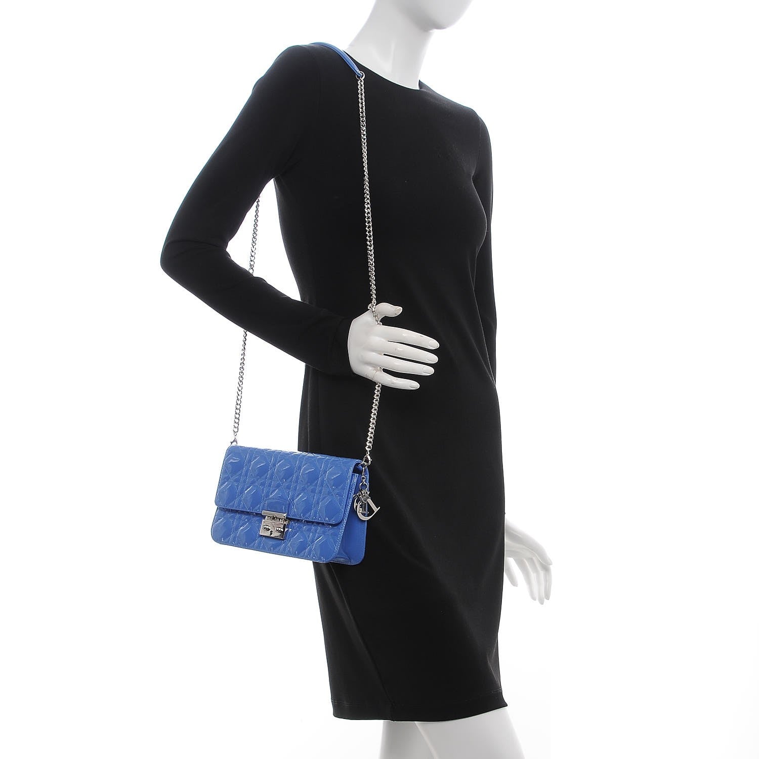 Christian Dior Patent Cannage Miss Dior Promenade Pouch Blue 2 of 7