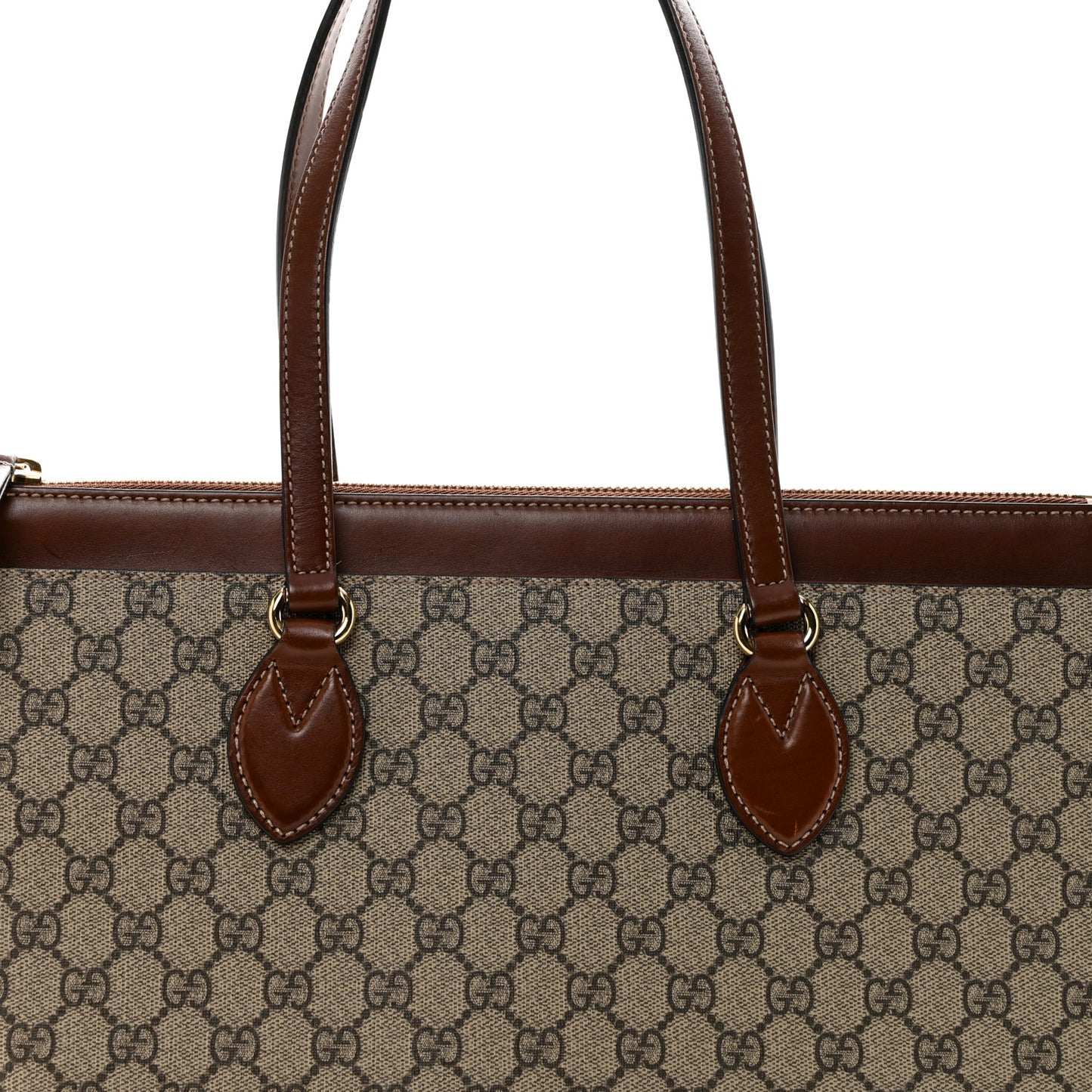 GG Supreme Monogram Medium Zippered Bucket Tote Beige Tuscany