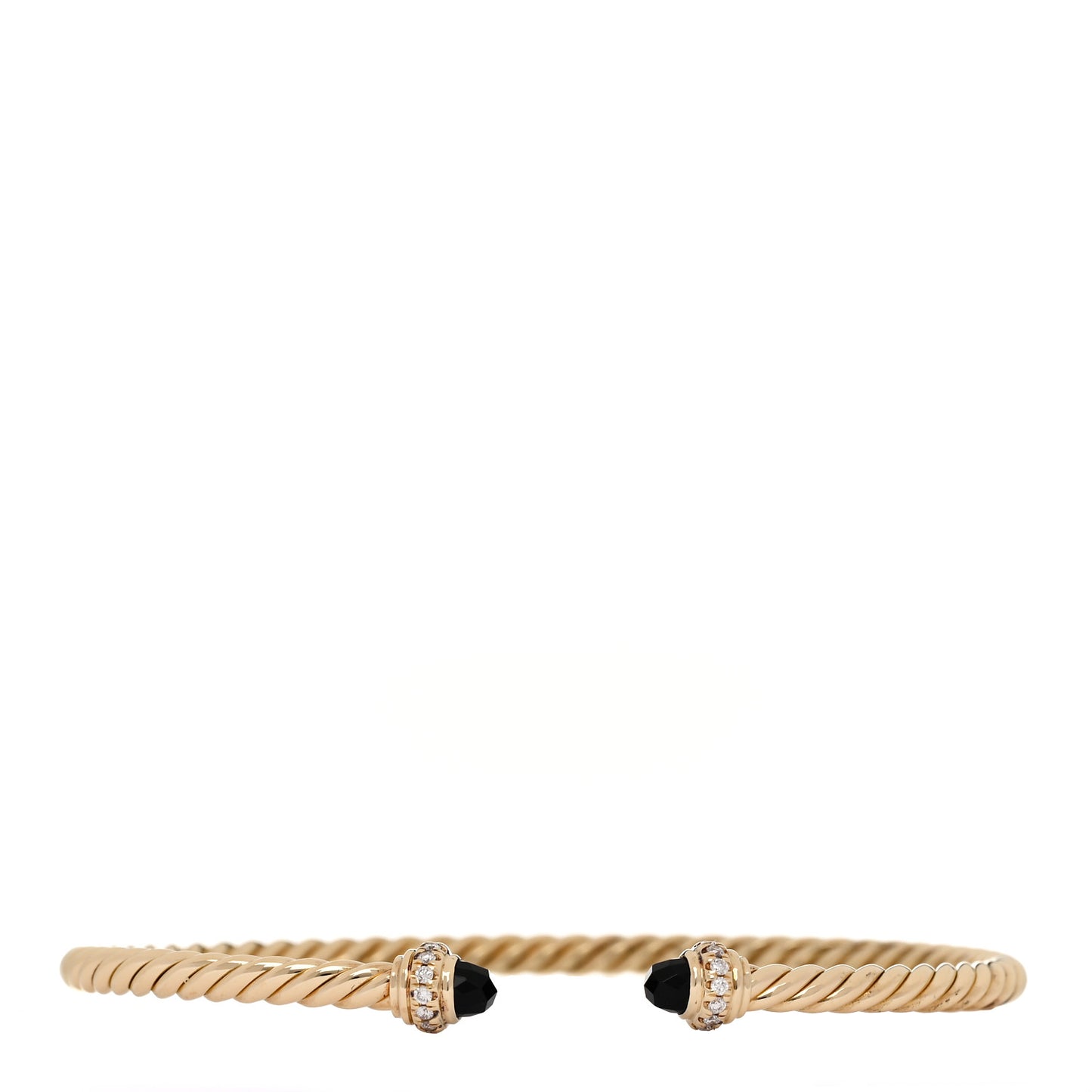 18K Yellow Gold Diamond Black Onyx 3mm Cablespira Bracelet