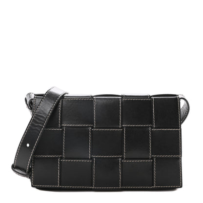 Bottega Veneta Calfskin Maxi Intrecciato Edge Stitch Cassette Crossbody Bag Black 1 of 10