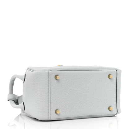 Hermes Taurillon Clemence Mini Lindy 20 Bleu Pale 4 of 8