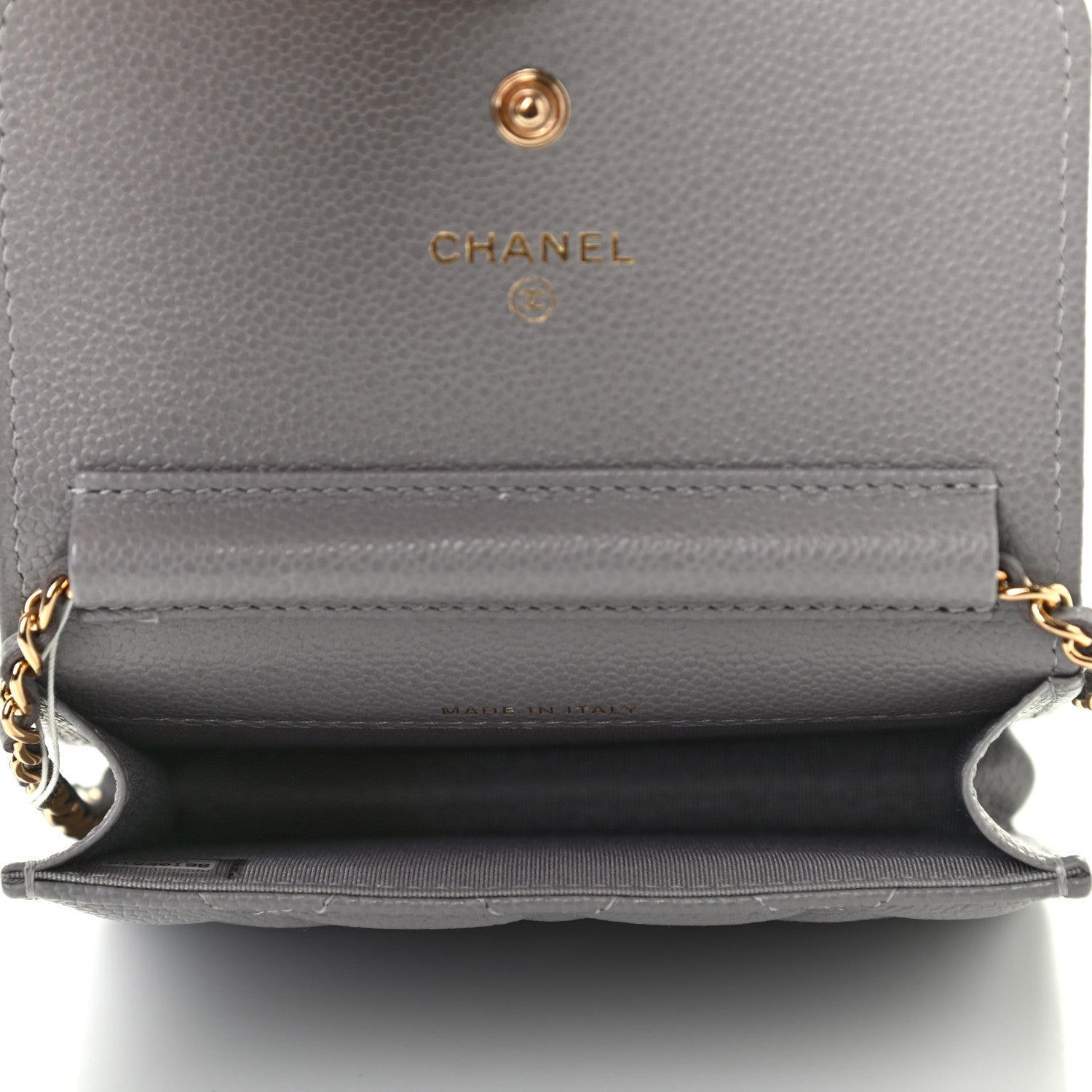 Chanel Caviar Quilted Miss Coco Clutch With Chain Grey 6 of 10