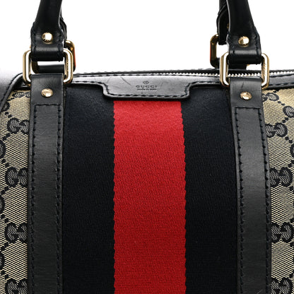 Gucci Monogram Selleria Calfskin Vintage Web Medium Boston Beige Blue 8 of 13