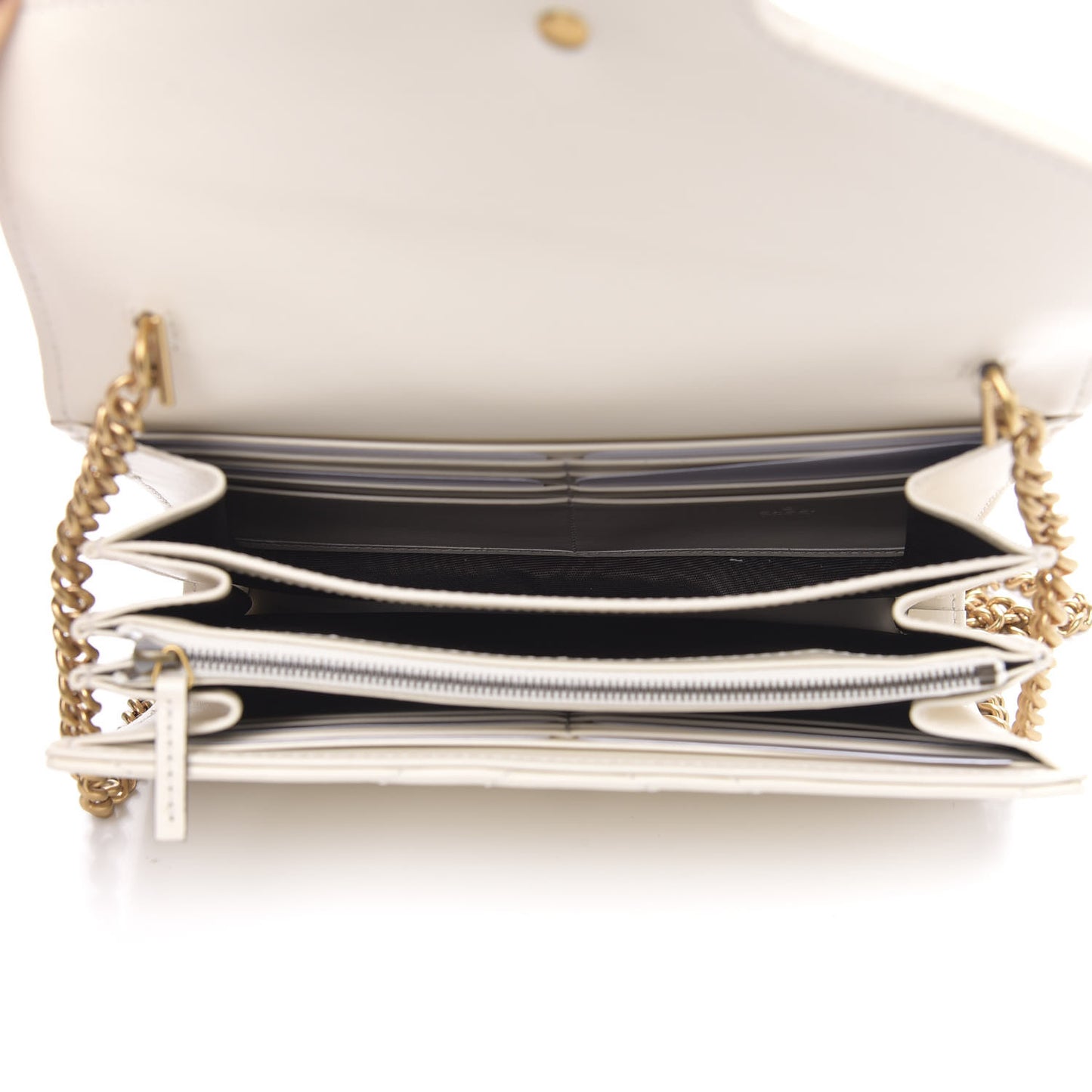 Calfskin Matelasse GG Marmont Chain Wallet Mystic White