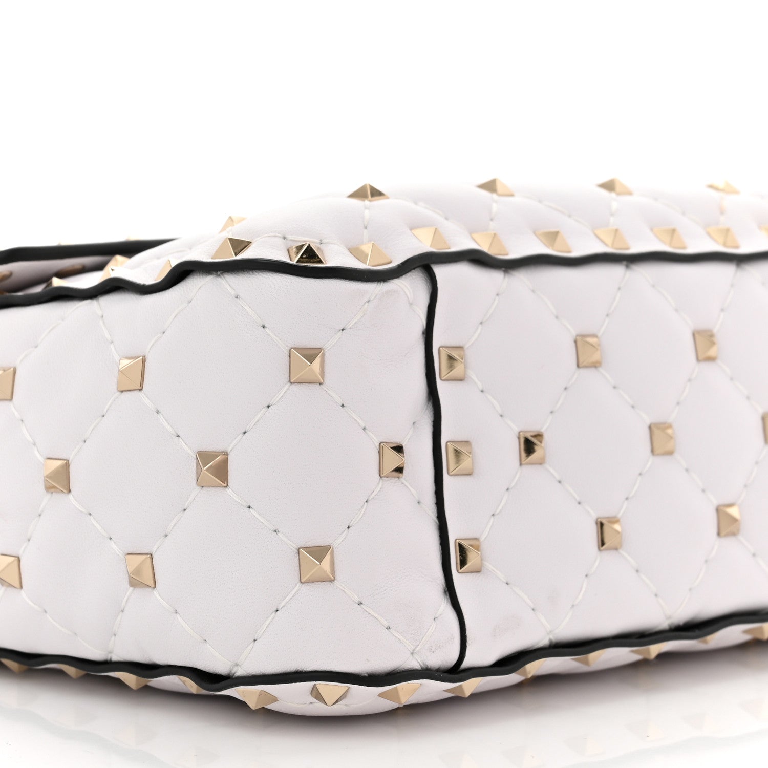 Valentino Garavani Lambskin VLTN Print Medium Rockstud Spike Shoulder Bag Optic White Black 8 of 9
