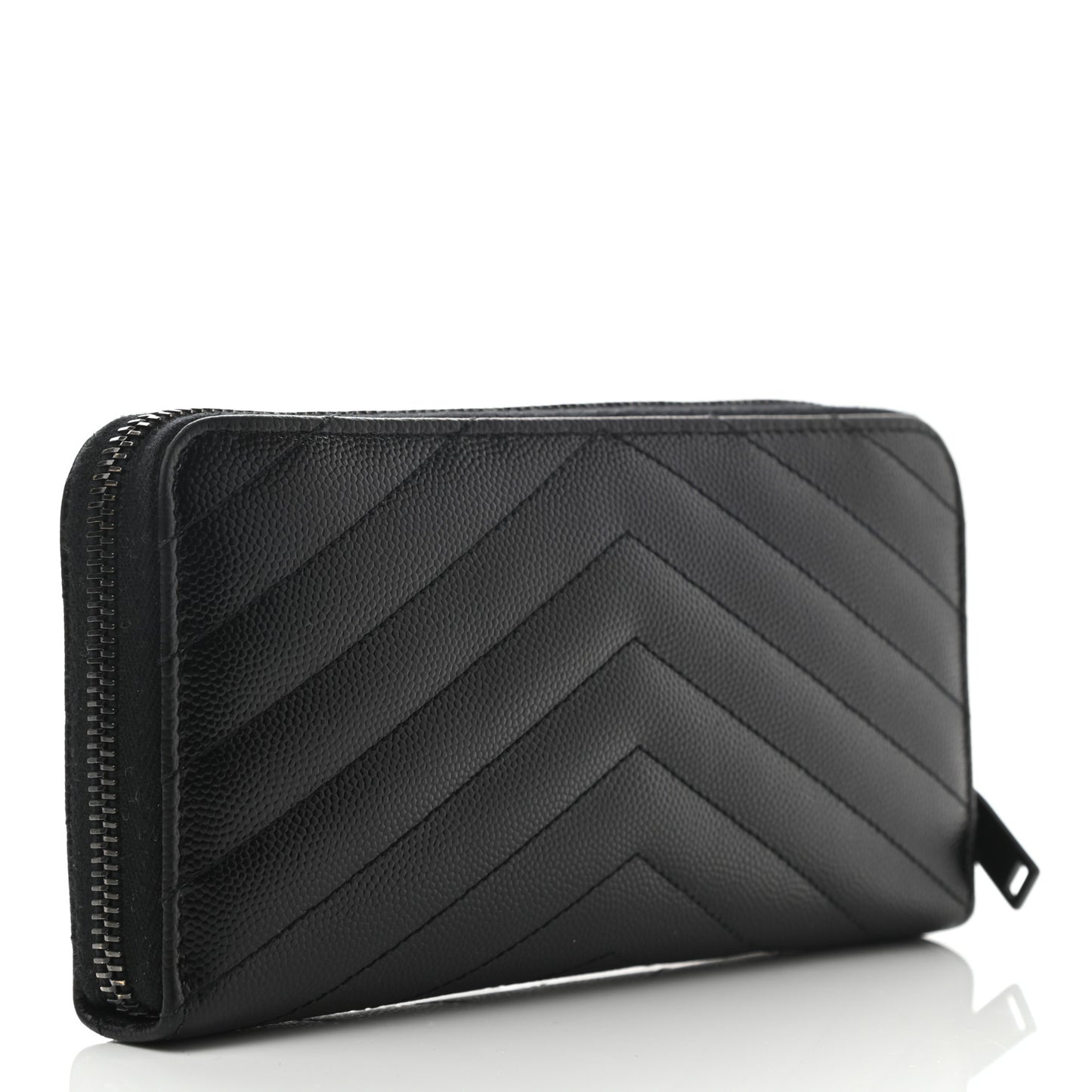 Grain De Poudre Matelasse Chevron Monogram Zip Around Wallet Black