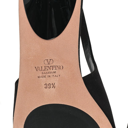 Valentino Garavani Satin Crystal Vlogo Slingback 20mm Pumps 39.5 Black 7 of 10