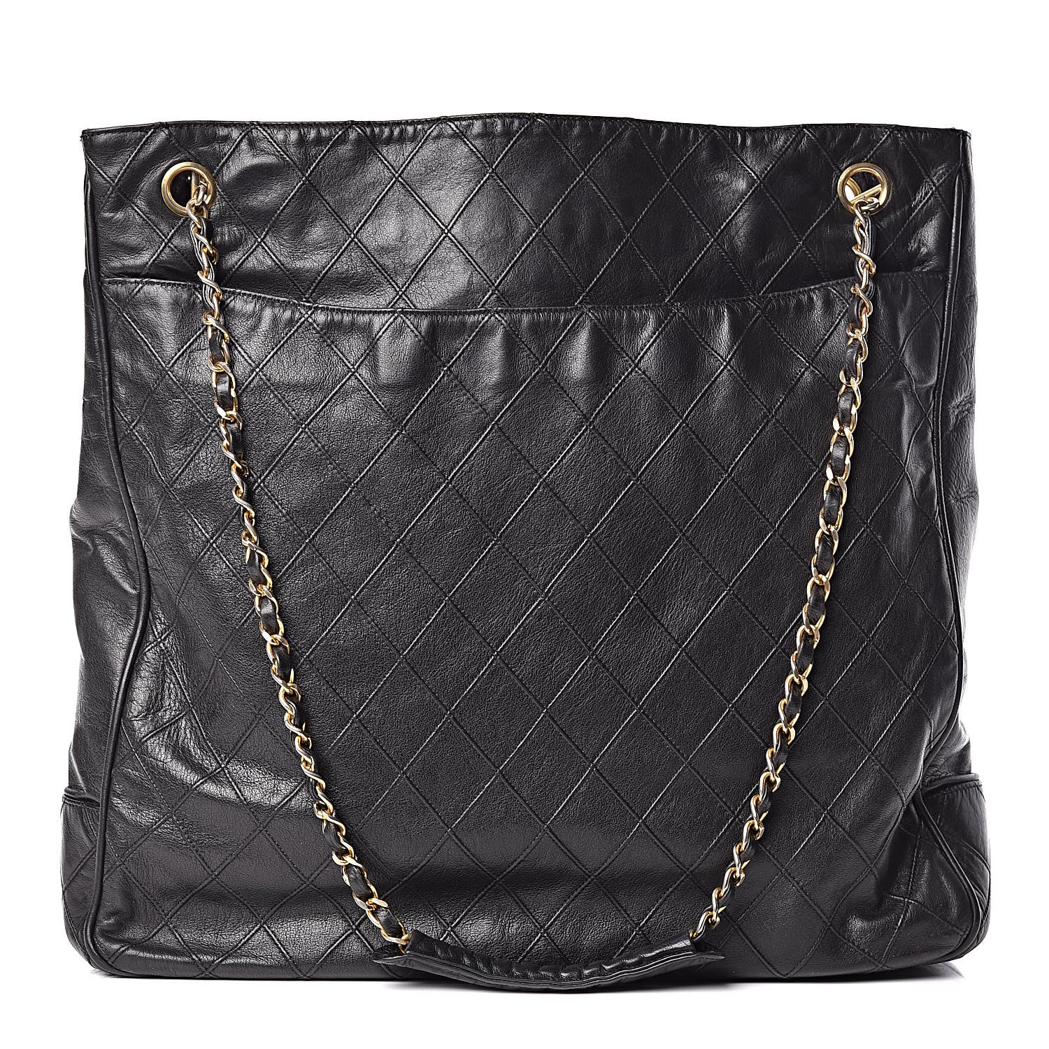 Chanel Lambskin Stitched Shopper Tote Black 1 of 14