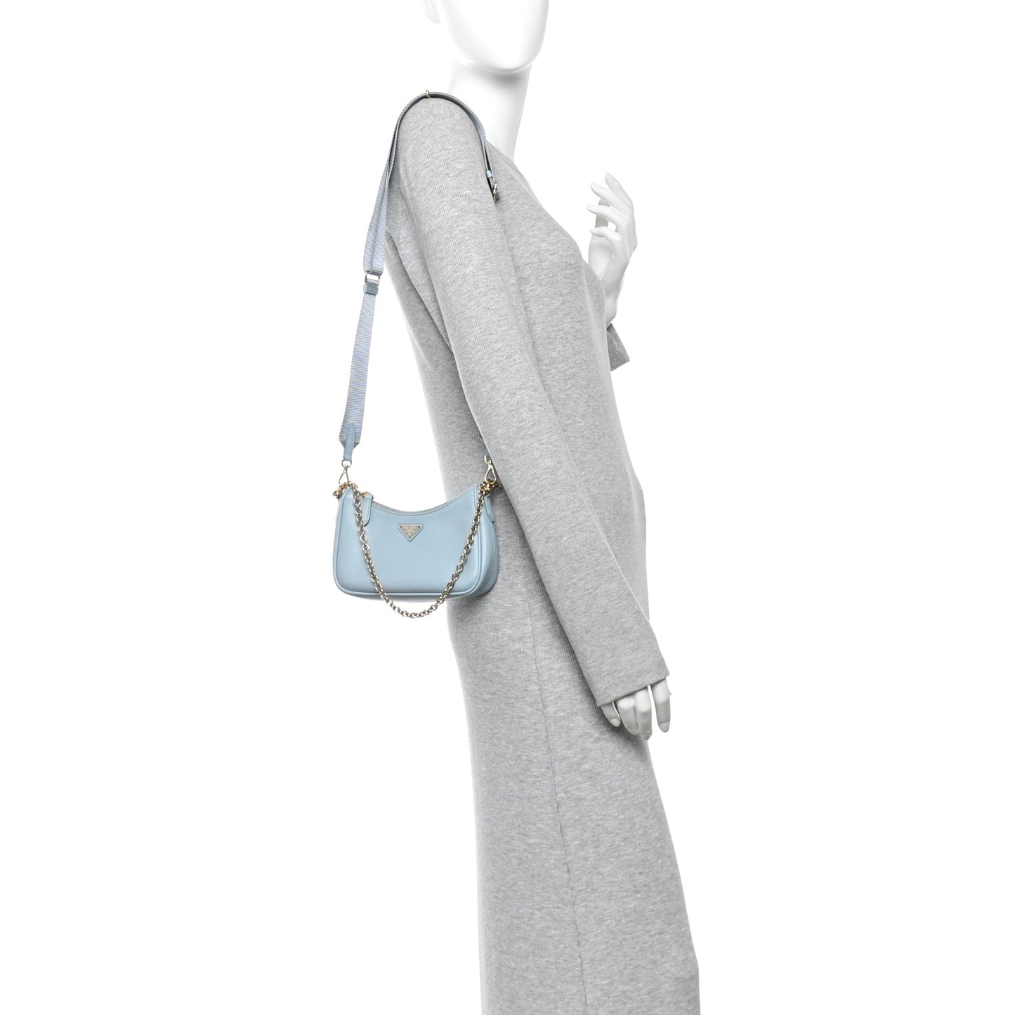 Saffiano Lux Re-Edition 2005 Mini Shoulder Bag Celeste