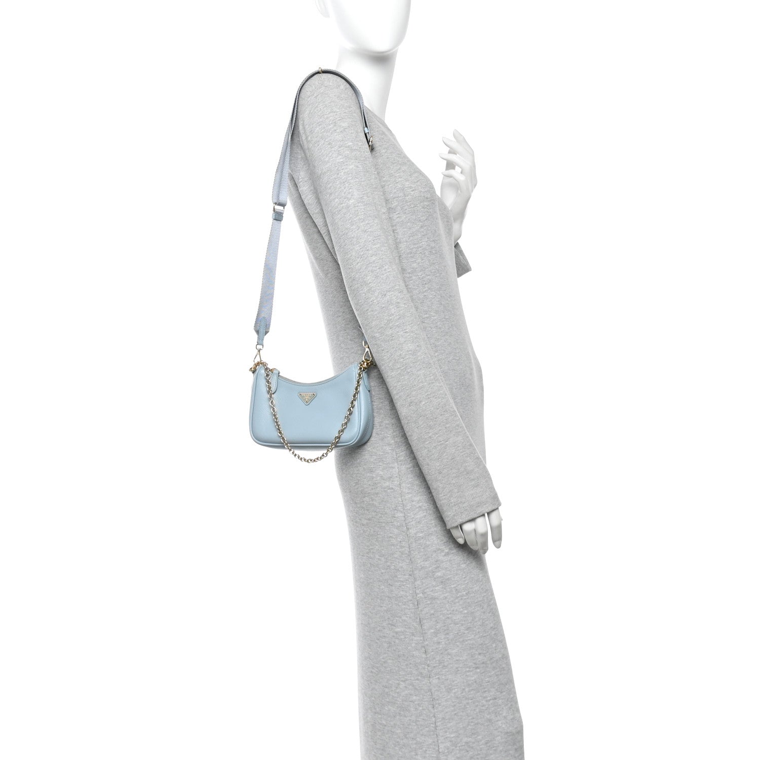 Prada Saffiano Lux Re-Edition 2005 Mini Shoulder Bag Celeste 2 of 9