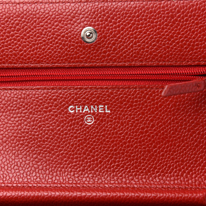 Chanel Caviar Quilted Wallet on Chain WOC Red 6 of 12