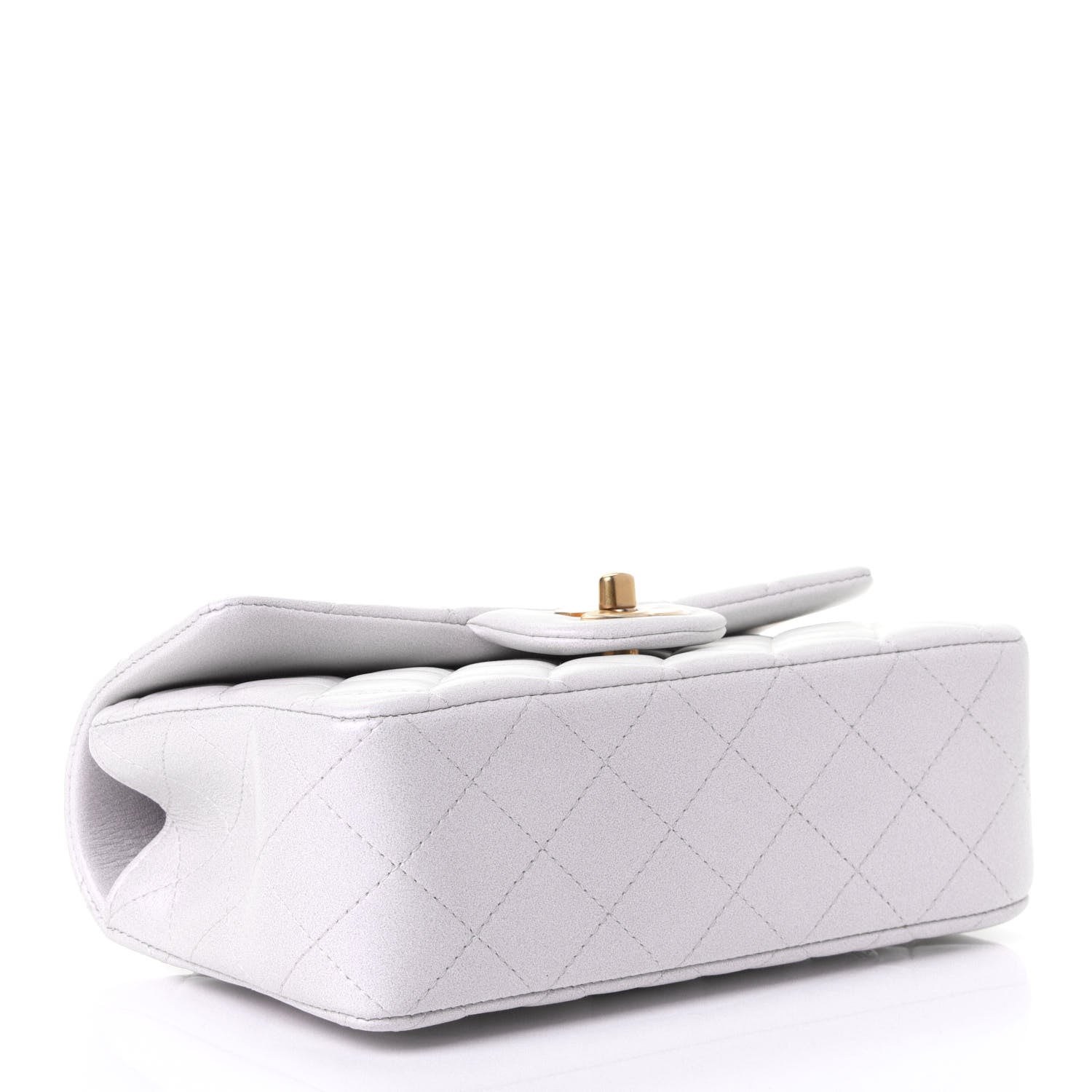 Chanel Iridescent Lambskin Quilted Mini Top Handle Rectangular Flap White 3 of 4