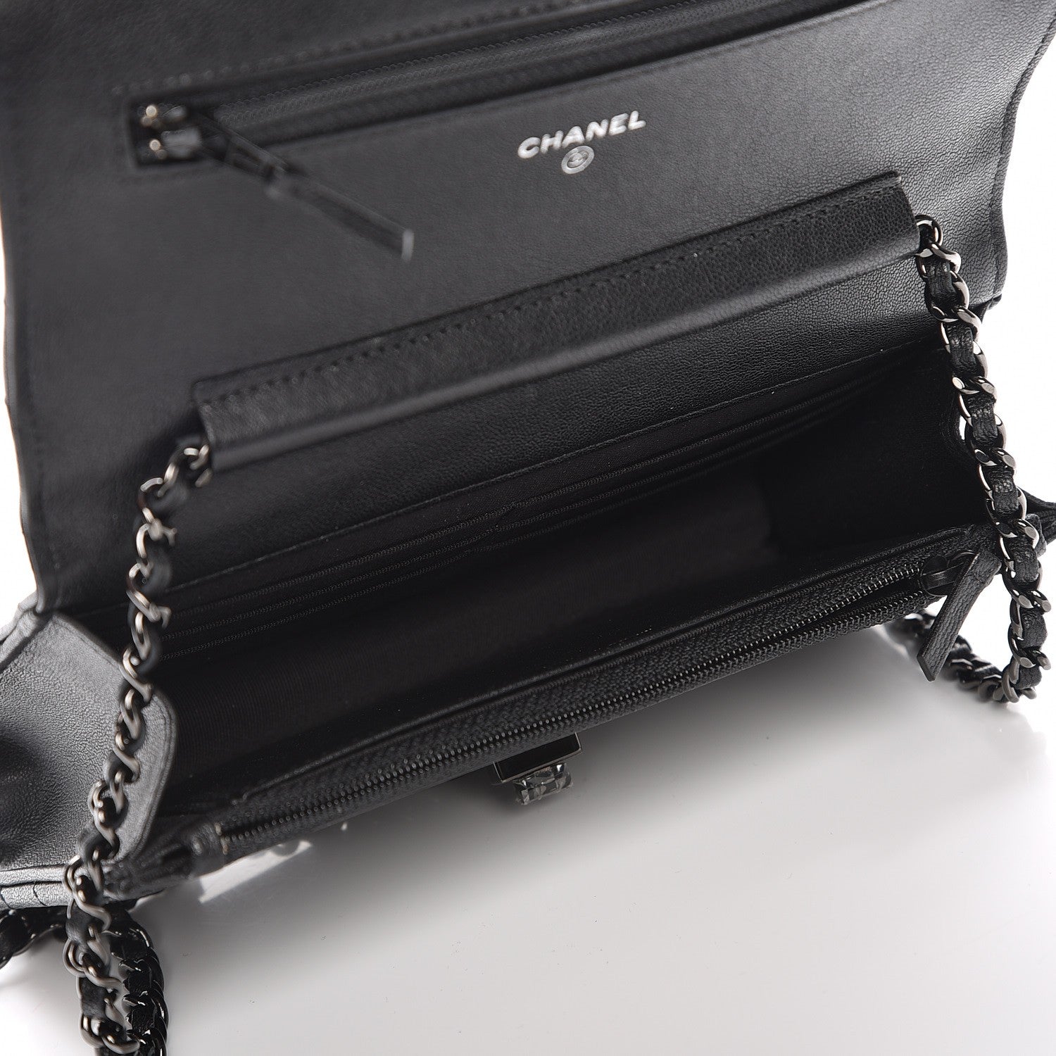 Chanel Sheepskin Chevron Reissue Wallet On Chain WOC So Black 5 of 9