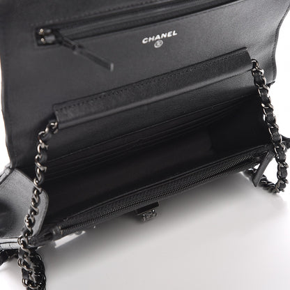 Chanel Sheepskin Chevron Reissue Wallet On Chain WOC So Black 5 of 9