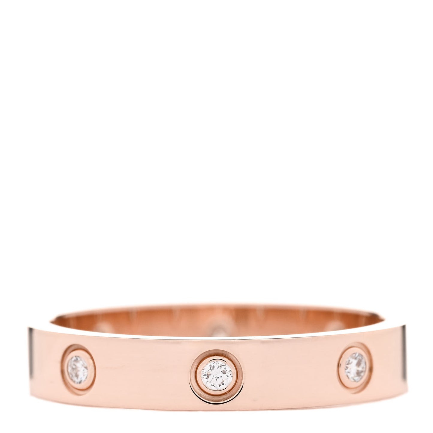 18K Pink Gold 8 Diamond 4mm LOVE Wedding Band Ring 60 9