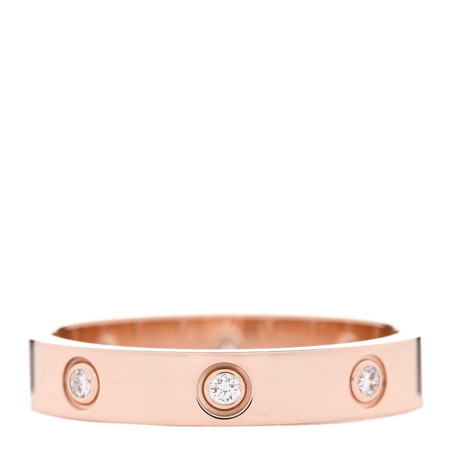 Cartier 18K Pink Gold 8 Diamond 4mm LOVE Wedding Band Ring 60 9 3 of 5