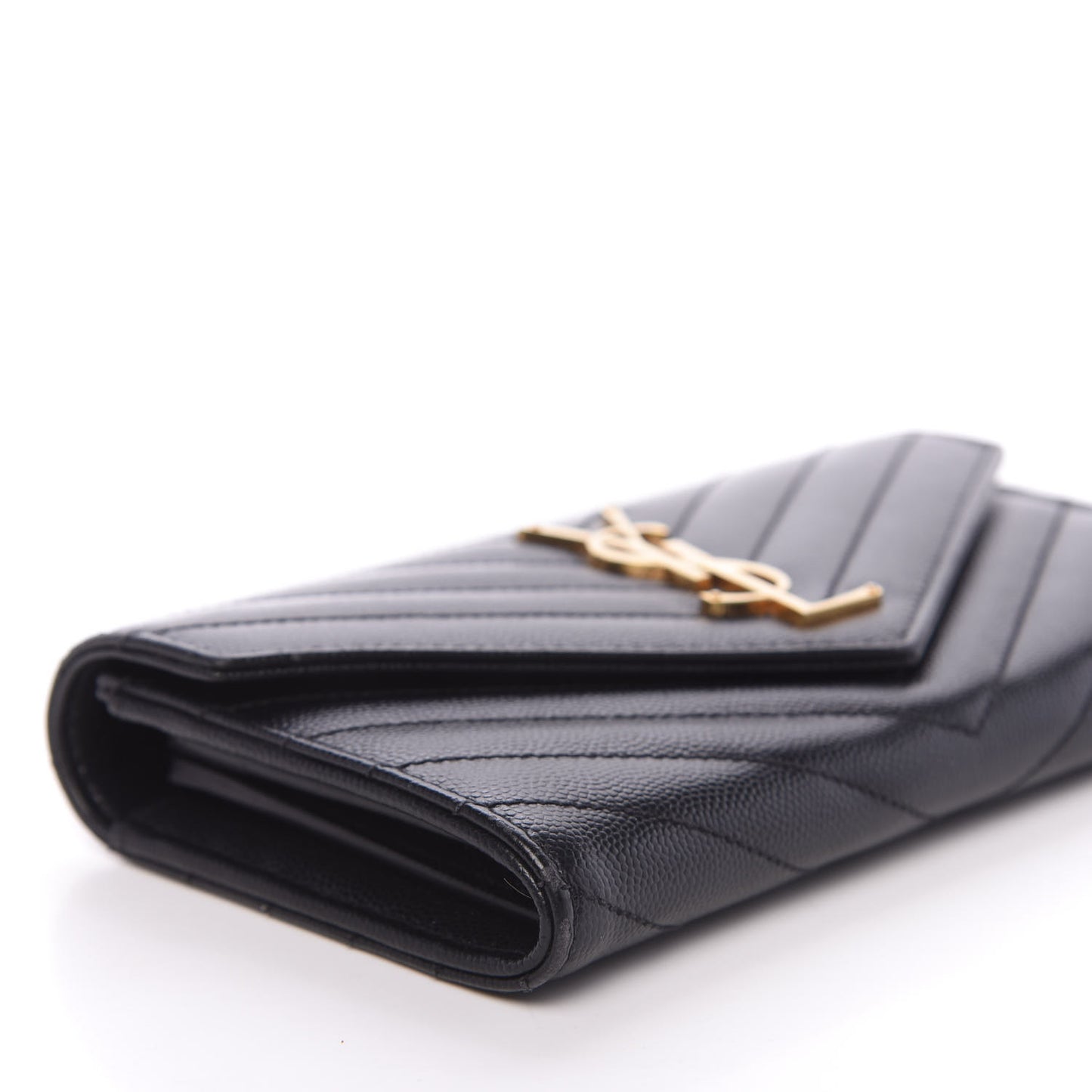 Grain De Poudre Matelasse Chevron Monogram Flap Wallet Black