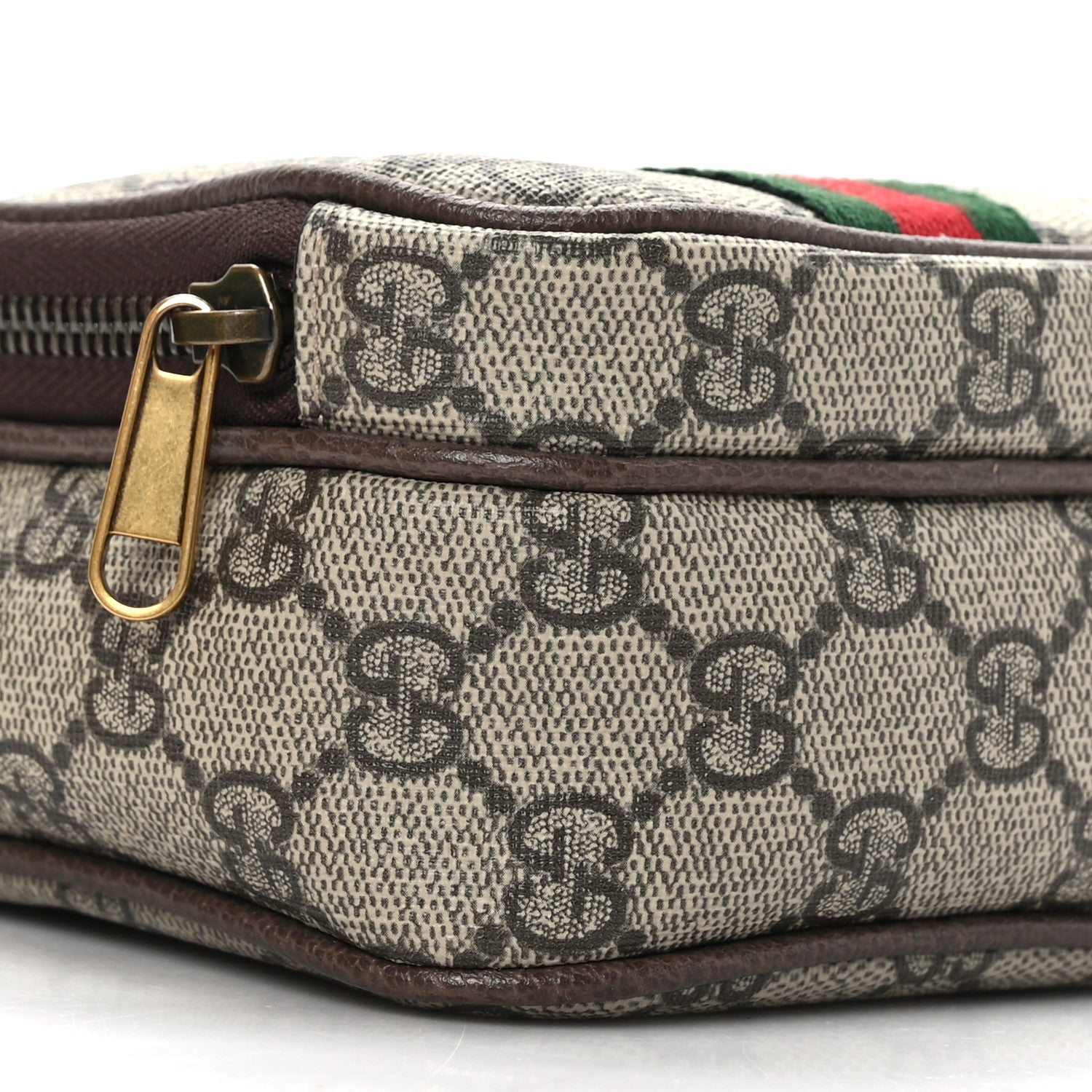 Gucci GG Supreme Monogram Web Mini Ophidia Double Zip Messenger Bag Beige New Acero 8 of 9