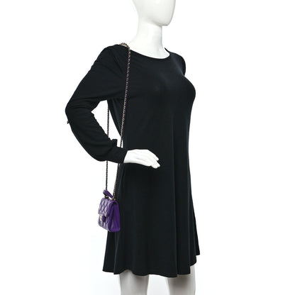 Chanel Lambskin Quilted Top Handle Clutch With Chain Purple 2 of 14