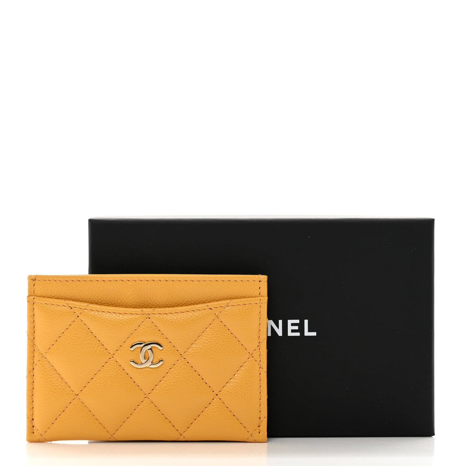 Chanel Caviar Quilted Card Holder Yellow 9 of 9