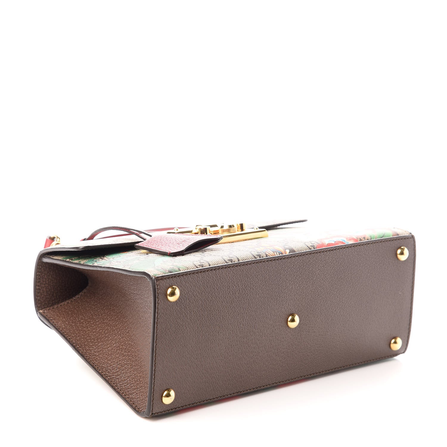 Gucci GG Supreme Monogram Tian Small Padlock Top Handle Bag Beige Multicolor New Acero Red 4 of 8