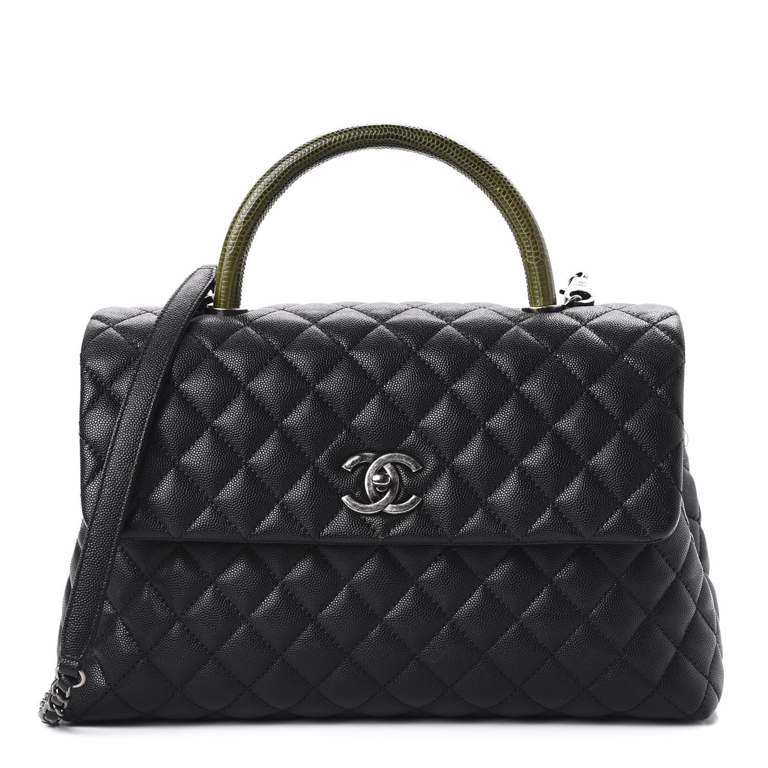 Chanel Caviar Lizard Quilted Medium Coco Handle Flap Black 1 of 11