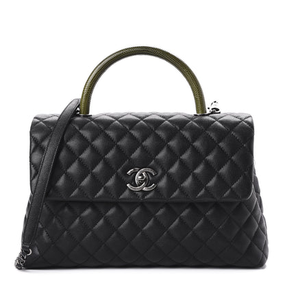 Chanel Caviar Lizard Quilted Medium Coco Handle Flap Black 1 of 11