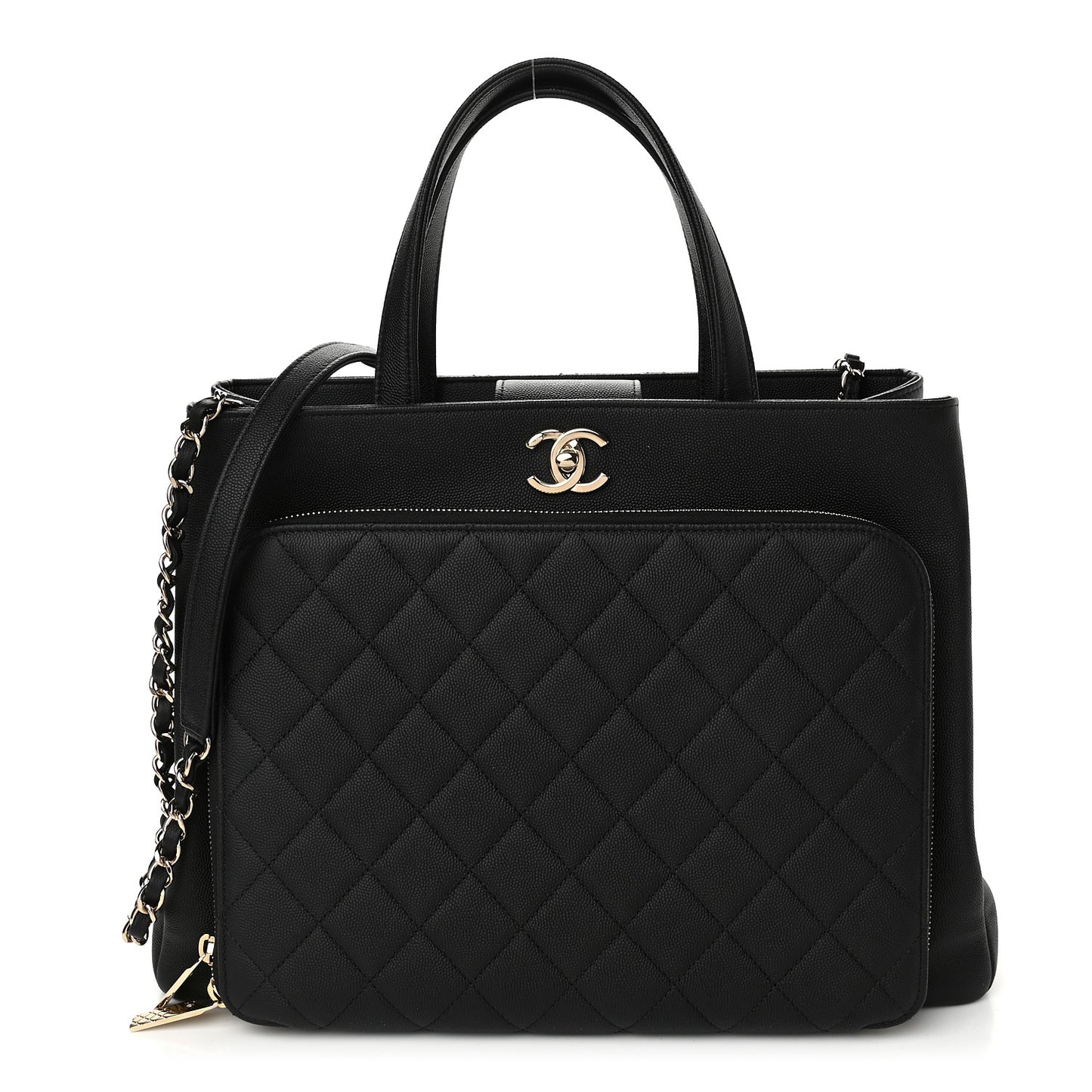Caviar Quilted Large Business Affinity Shopping Bag Black