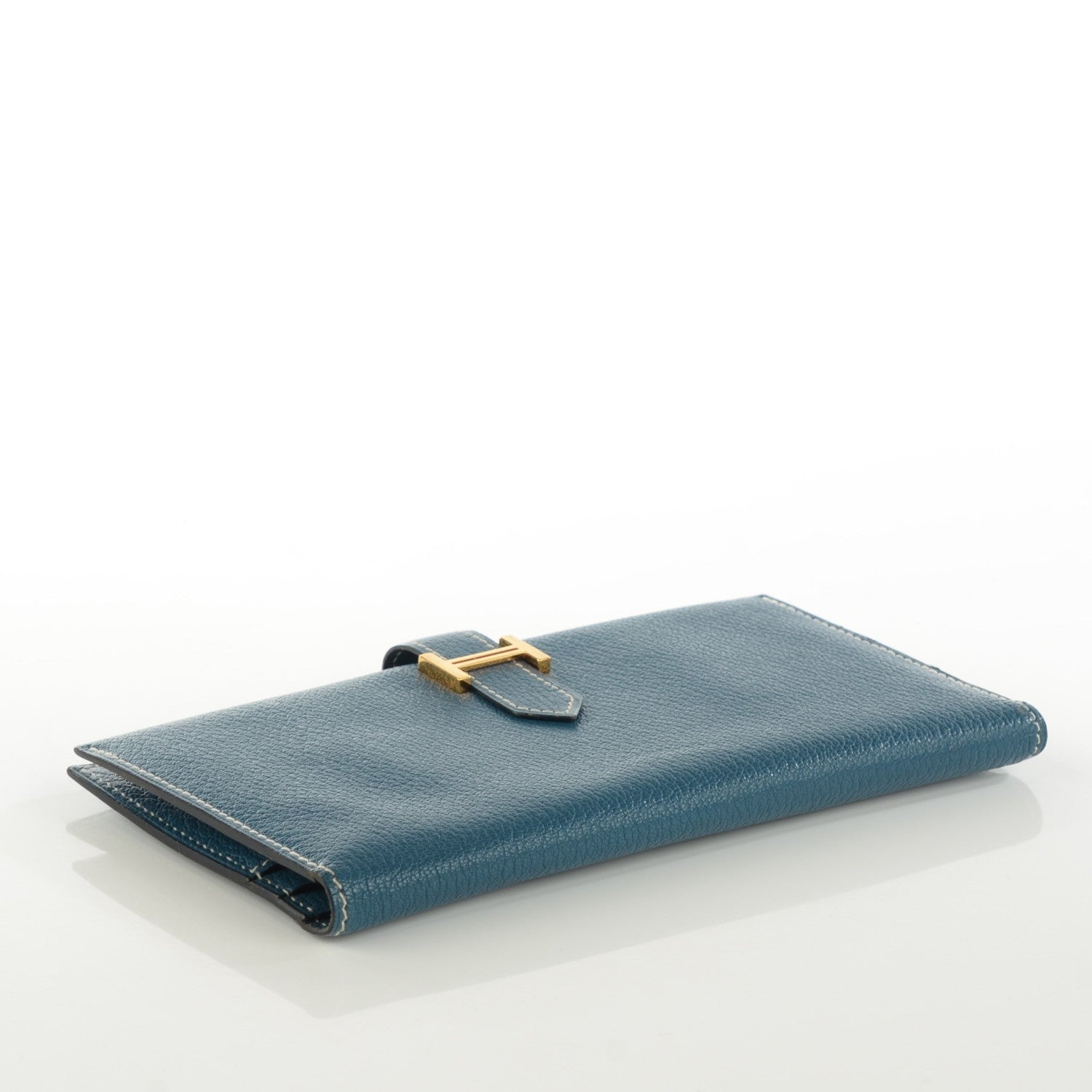 Hermes Chevre Mysore Bearn Gusset Wallet Blue Jean 4 of 7