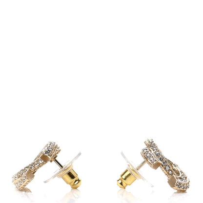 Chanel Crystal Timeless CC Earrings Light Gold 3 of 4