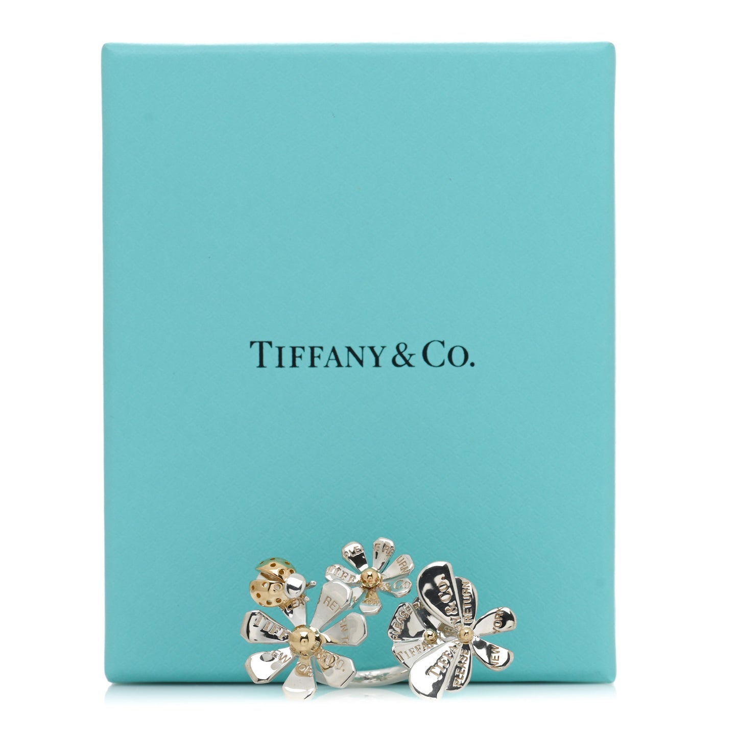 Sterling Silver 18K Yellow Gold Return to Tiffany Love Bugs Ring 51 5.75