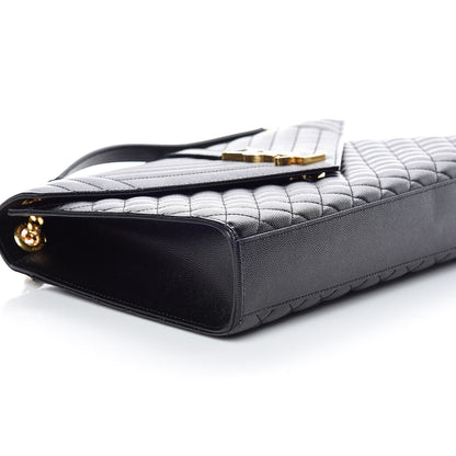 Saint Laurent Grain De Poudre Textured Mixed Matelasse Large Triquilt Monogram Satchel Black 5 of 10