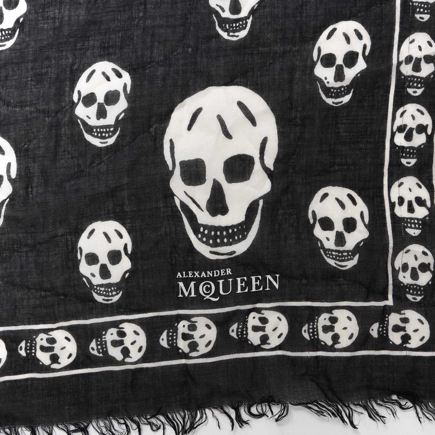 Alexander McQueen Modal Silk Skull Scarf Black White 3 of 4
