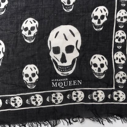Alexander McQueen Modal Silk Skull Scarf Black White 3 of 4