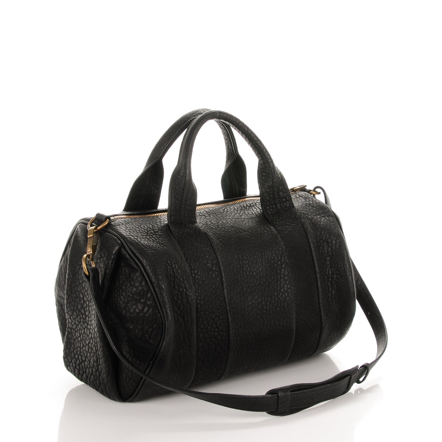 Pebbled Lambskin Rocco Black Antique Brass Hardware