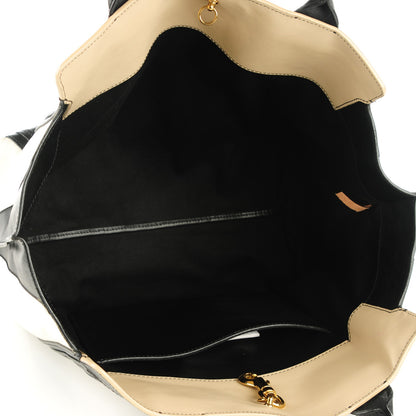 Chloe Grained Calfskin Lizard Embossed Mini Alison East West Tote Black White 5 of 8