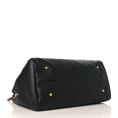 Chanel Grained Calfskin Stitched Large Supple Rock Shopping Tote Black 4 of 10