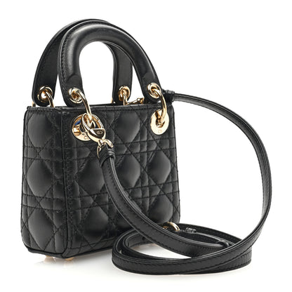 Christian Dior Lambskin Cannage Micro Lady Dior Black 3 of 9