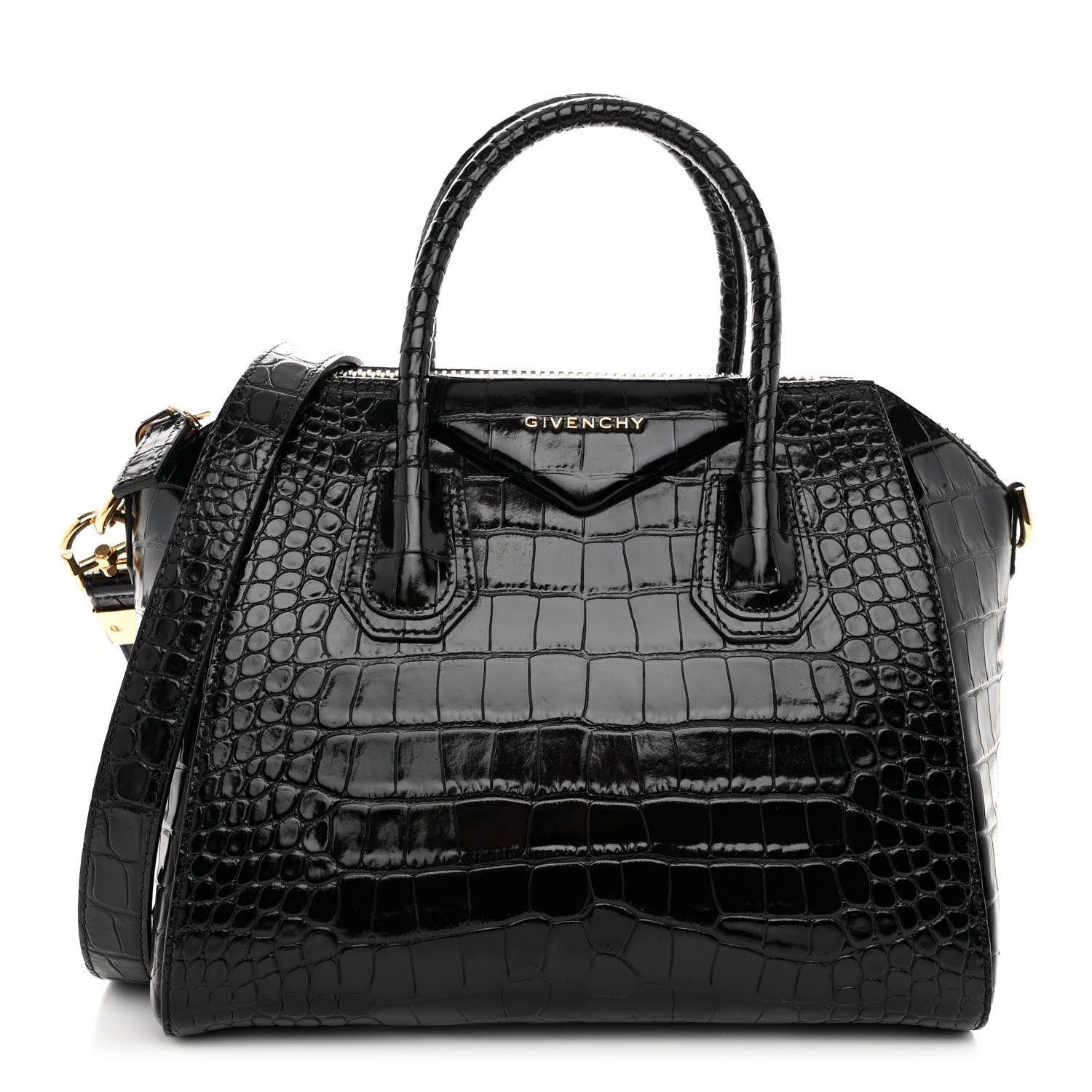 Givenchy Calfskin Crocodile Embossed Small Antigona Black 1 of 11