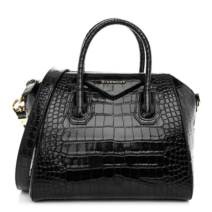Givenchy Calfskin Crocodile Embossed Small Antigona Black 1 of 11