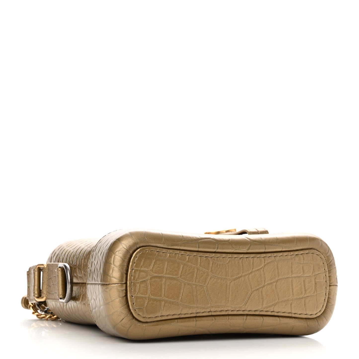 Metallic Calfskin Crocodile Embossed Cocodile Small Gabrielle Hobo Gold