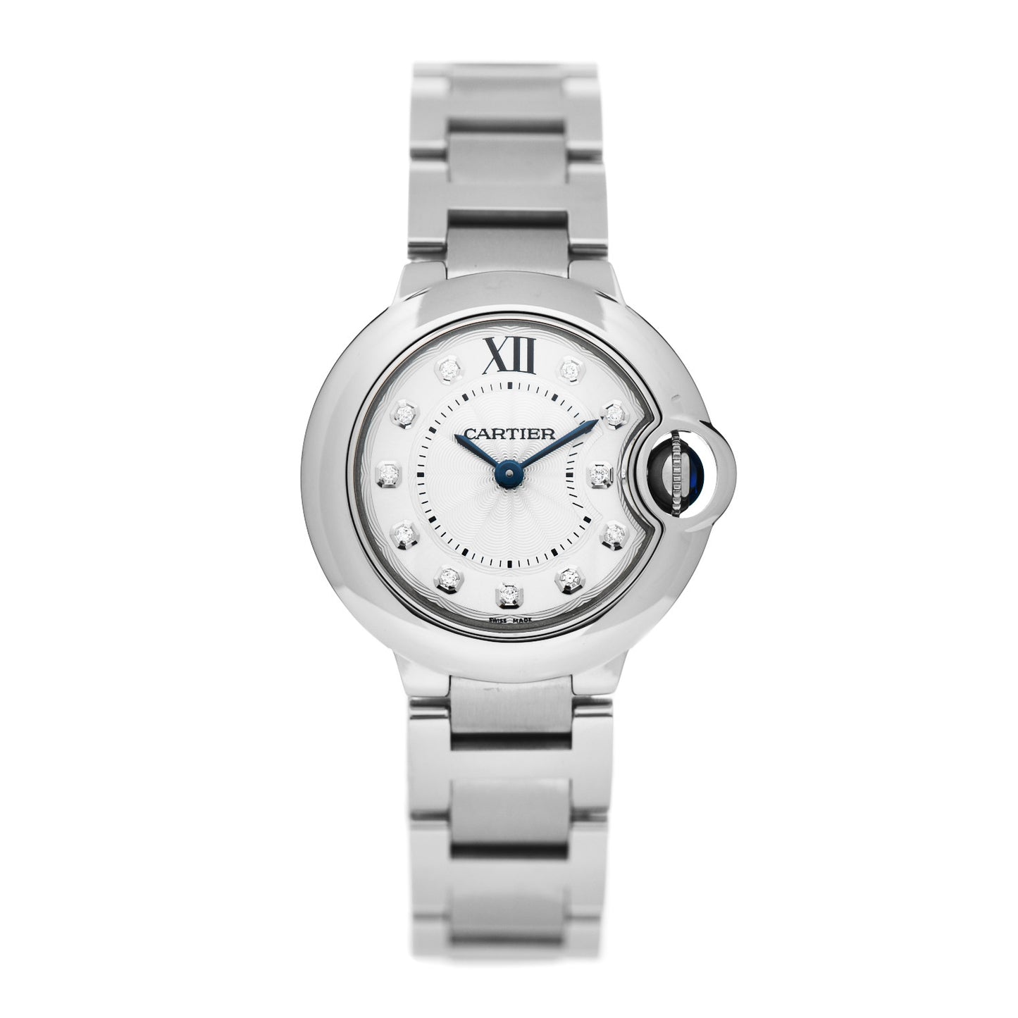 Stainless Steel Diamond 28mm Ballon Bleu De Cartier Quartz Watch