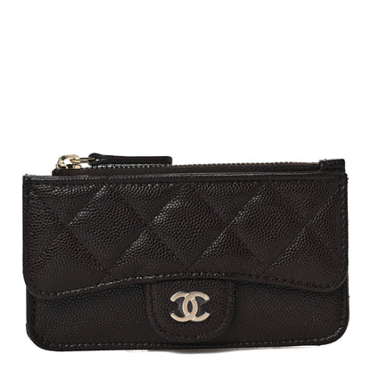 Chanel Caviar Quilted Flap Zip Card Holder Dark Brown 1 of 8